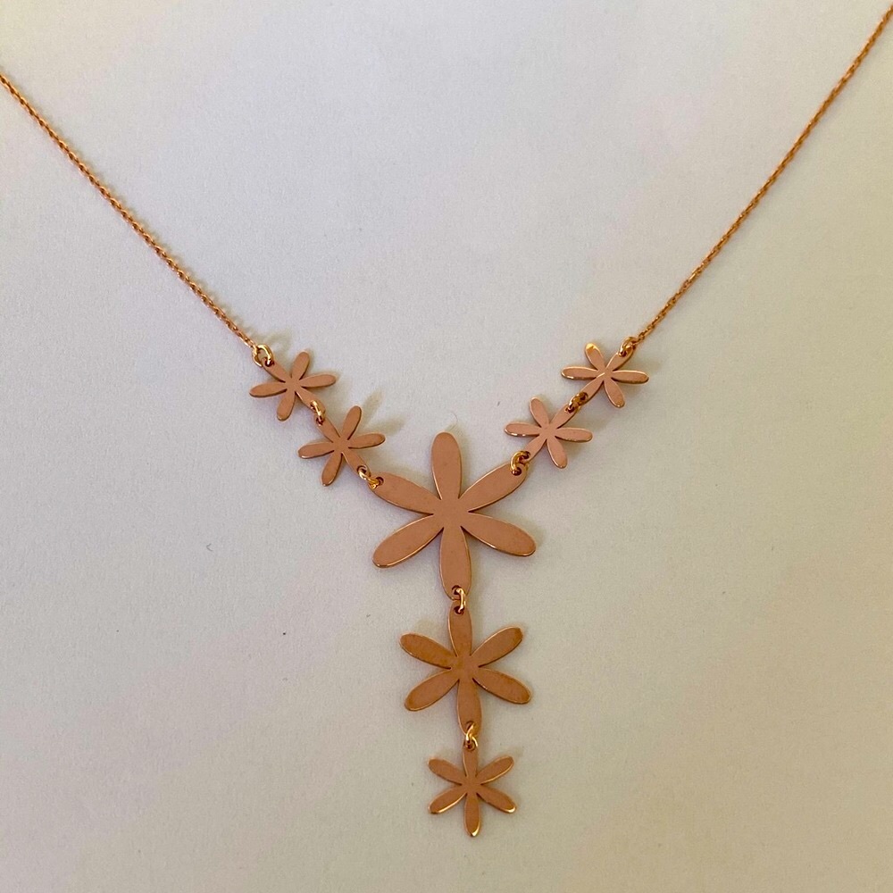 🌸925 Silver flower necklace 14k rose gold plated - Picture 3 of 6